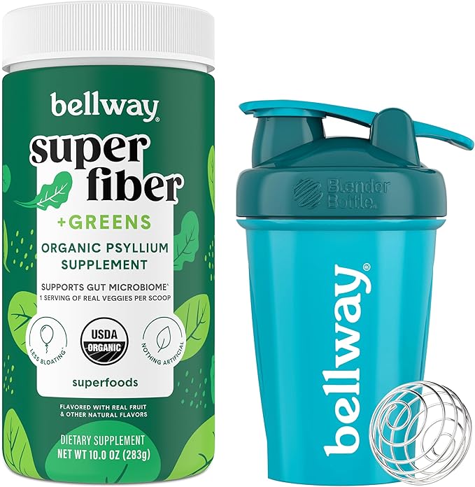Bellway Super Fiber Powder + Greens Shaker Bottle Bundle