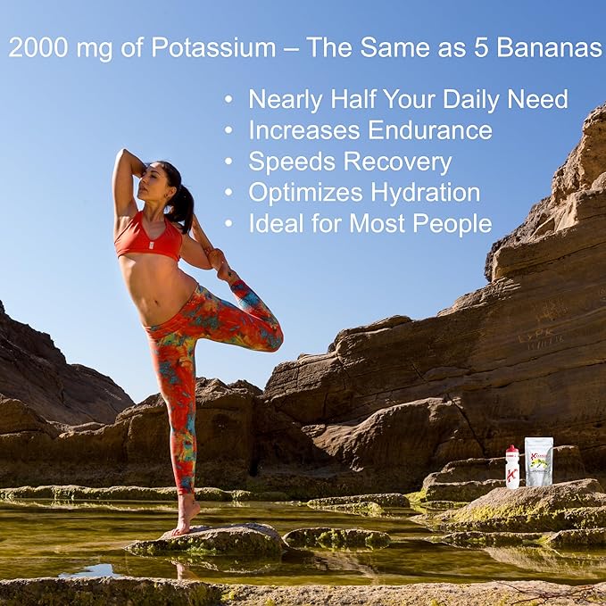 Electrolytes Powder Potassium Supplement - 2000 mg K+, >2X More Than Coconut Water | Cramp Relief and Prevention | Hydration Powder