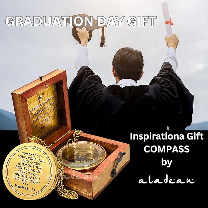 Divine Path Finder Compass - Isaiah 41:13 Quote Engraved Inspirational Gift of Heavenly Guidance Uplifting Appreciation Gifts