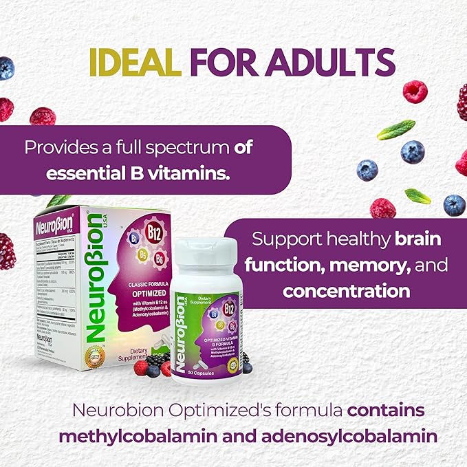 Neurobion Optimized Classic Formula B12 Methylcobalamin Dietary Supplement 50 Capsules