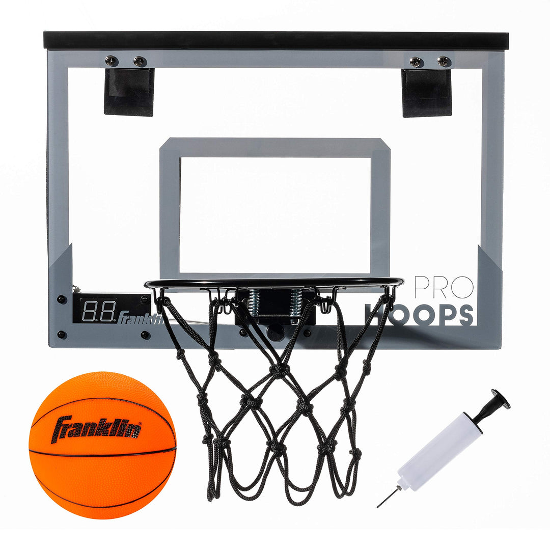Franklin Sports Over The Door Mini LED Scoring Basketball Hoop - Slam Dunk Approved - Shatter Resistant - Accessories Included 17.75" x 12"