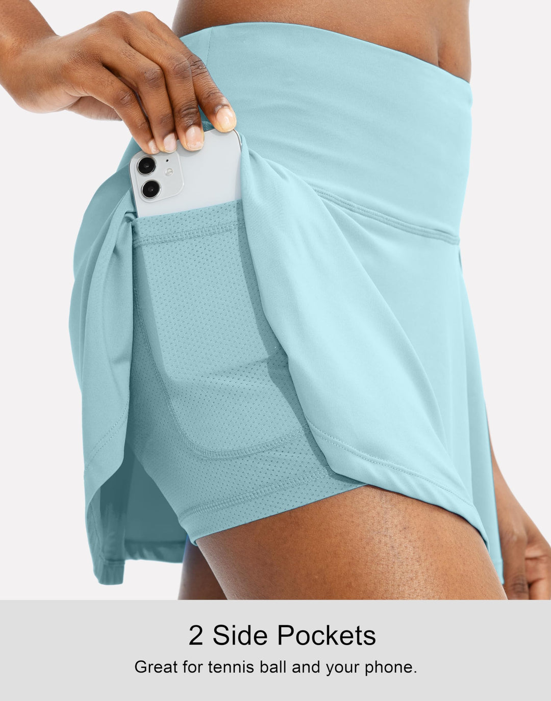SANTINY Pleated Tennis Skirt for Women with 4 Pockets Women's High Waisted Athletic Golf Skorts Skirts for Running Casual (Sky Blue_XXS)