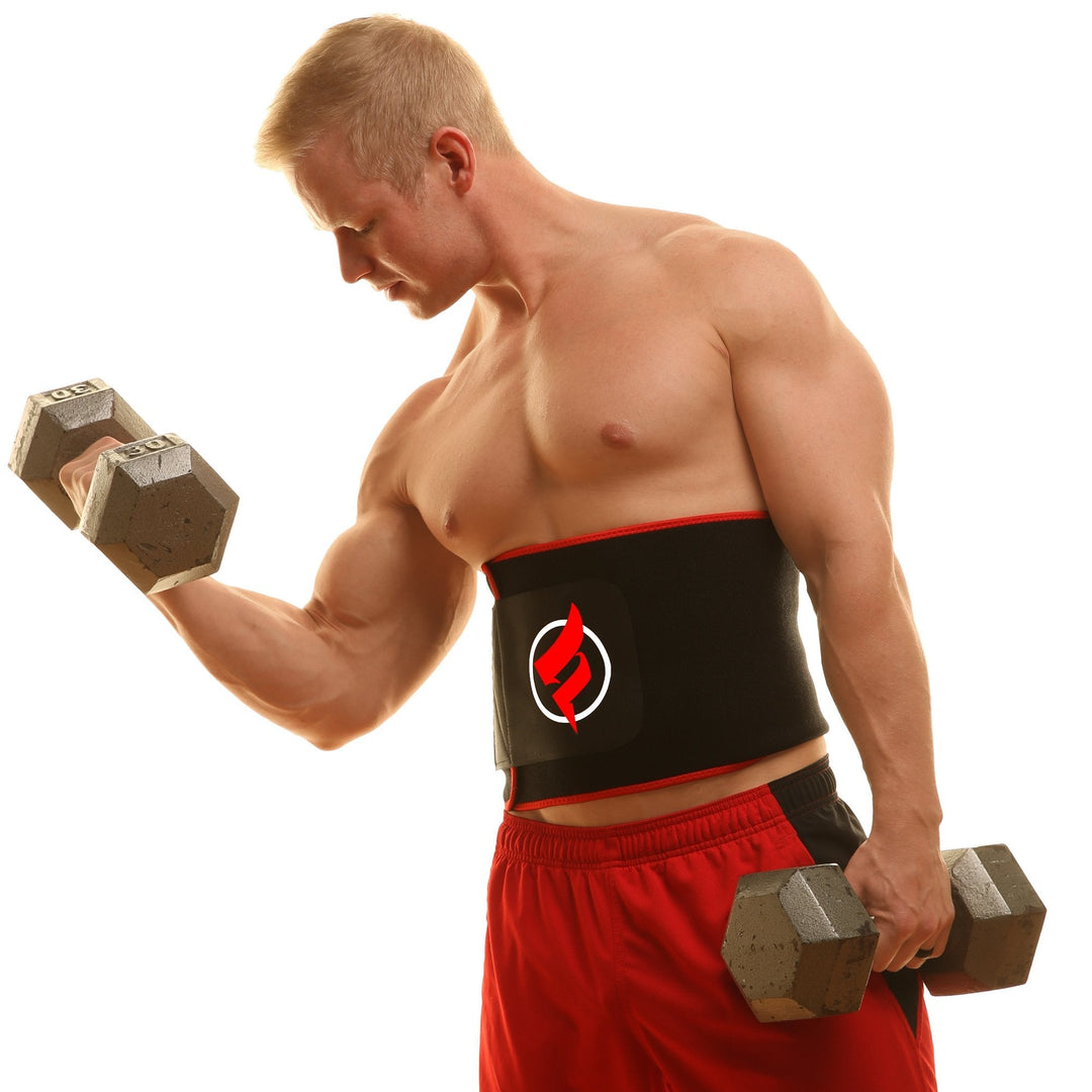 Fitru Waist Trimmer Sauna Ab Belt For Women & Men - Waist Trainer Stomach Wrap (red, XS: 8" X 34")