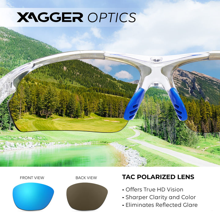 Xagger Polarized Wrap Around Sport Sunglasses for Men Women UV400 Baseball Softball Running Cycling Glasses