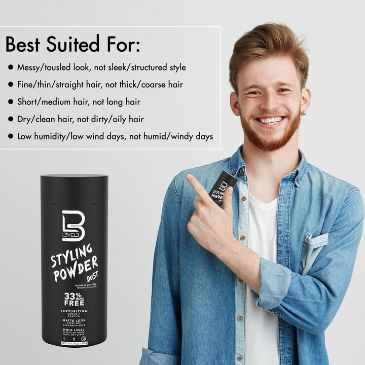 Level 3 Men's Styling Powder – Natural Look | Easy Application, No Grease