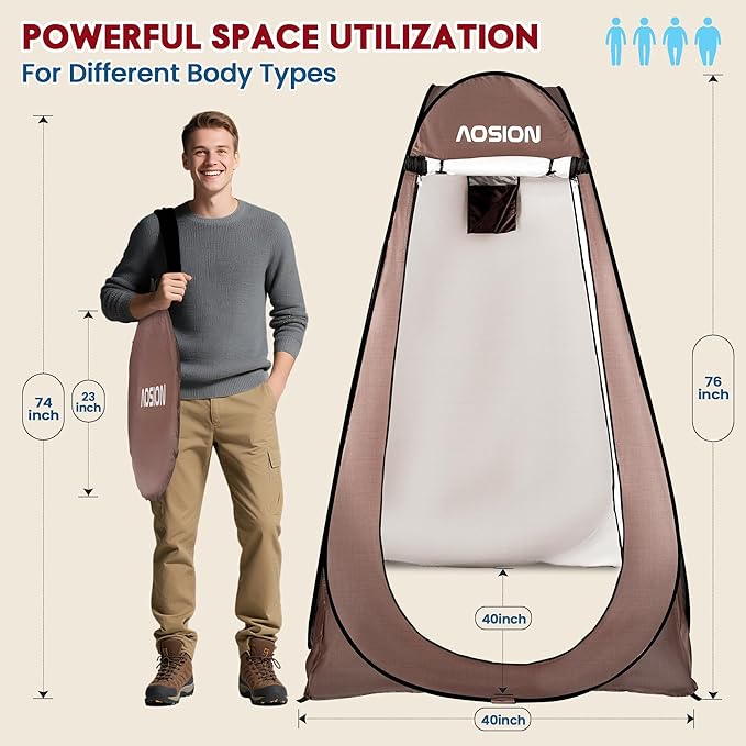 AOSION Privacy Shower Tent,Pop Up Changing Tent,Camp Bathroom Changing Dressing Room,Sun Sunshade Canopy Outdoor Rain Shelter for Camping Hiking Beach Picnic Fishing.