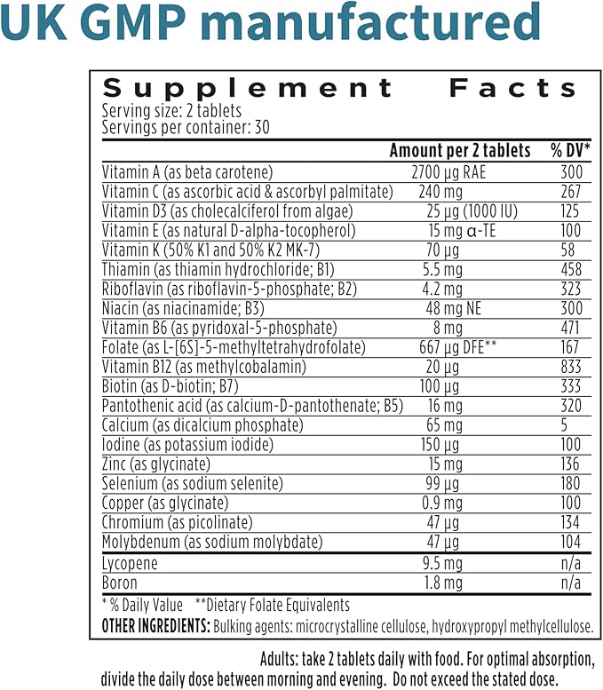 Igennus Methylated Men's Multivitamin, MTHFR Supplement with Active B-Vitamins, 22 Highly Bioavailable Nutrients, Multivitamin for Sustained Release, Clean Label, Non-GMO & Halal 60 Tablets
