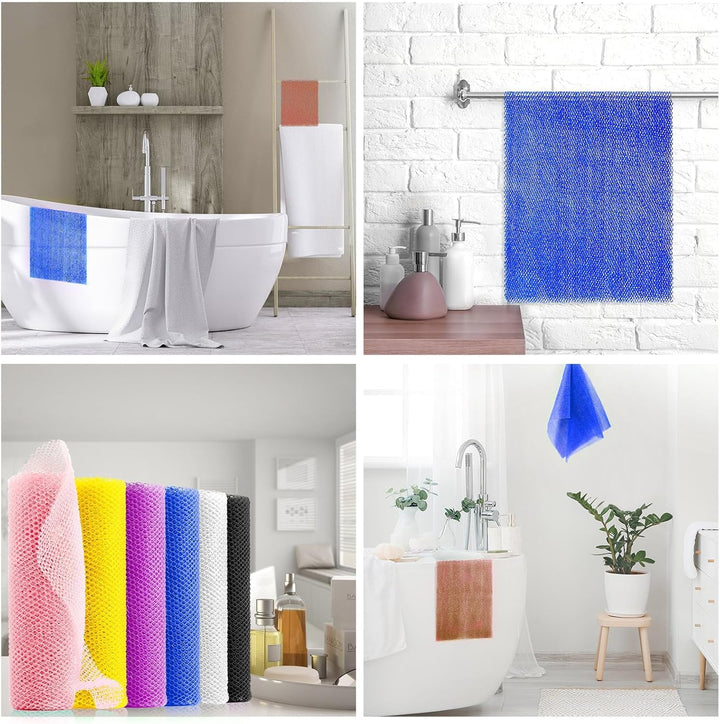 3-Piece African Net Bath Sponge Set | Exfoliating Body Scrubber | Blue
