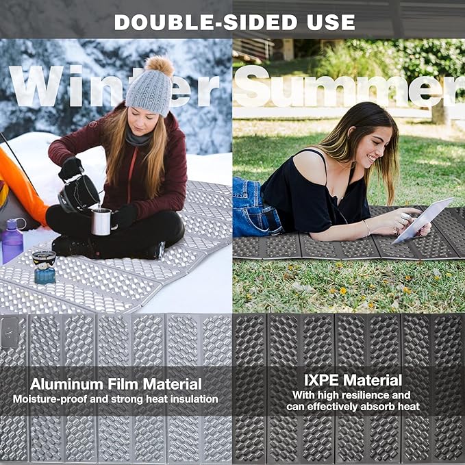 REDCAMP Foldable Foam Camping Pads for Sleeping, Waterproof Closed Cell Foam Camping Sleeping Pad - Ultra-Lightweight for Hiking & Backpacking, R-2.1 Insulated, Royal Blue/Grey/Green/Brown/Khaki