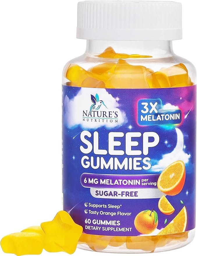 Melatonin Sleep Gummies Sugar Free - 6 mg Natural Melatonin Sleep Gummies for Adults, Extra Strength Sleep Gummy Supplements, Occasional Sleeping Support Supplement, Gomitas para Dormir - 60 Gummies