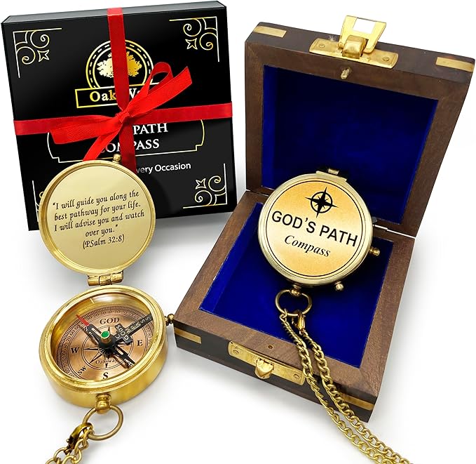 God's Path Compass – Communion & Confirmation Gift for Teenage Boys | Baptism Religious Gifts for Men, Christian, Catholic, Graduation | Sentimental & Inspirational Present – Greeting Card Included