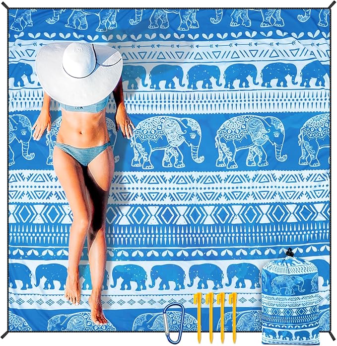 AISPARKY Beach Blanket Waterproof Sandproof, Oversized Large Beach Mat 79" X 83"/120"x108" for 1-8 Adults, Quick Drying&Compact&Lightweight, Picnic Mat Vacation Essentials for Beach Camping Travel