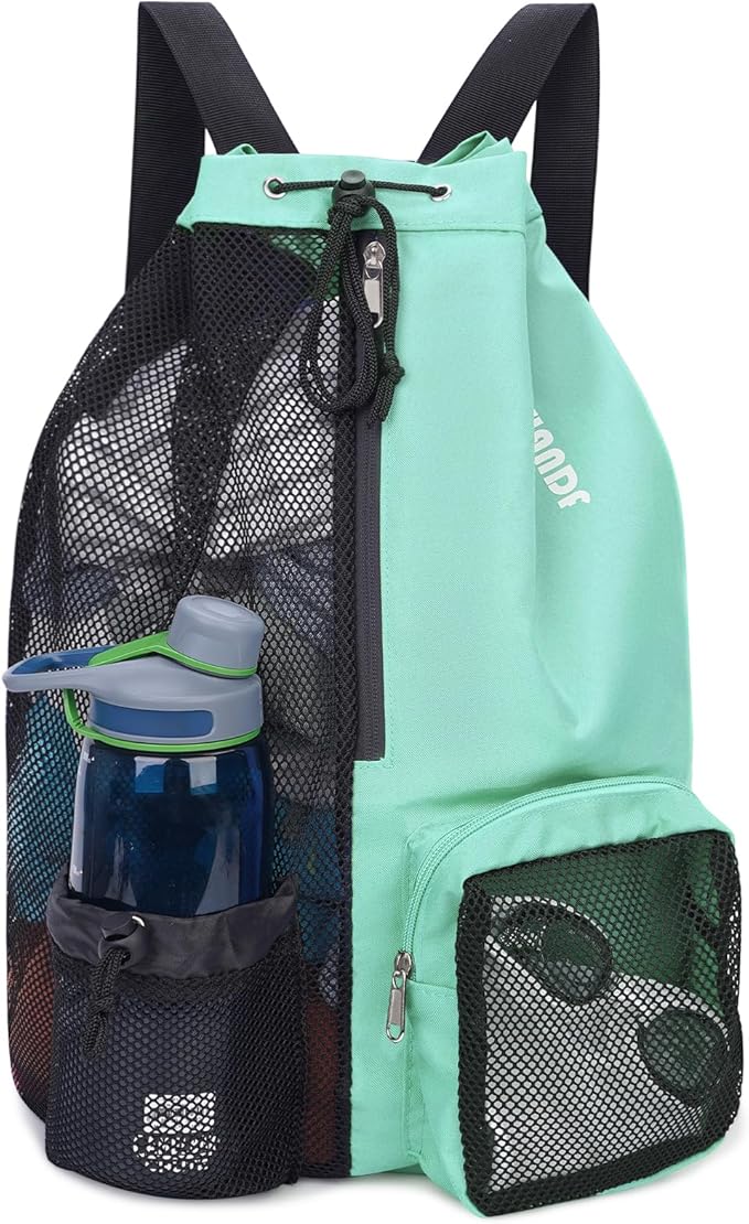 WANDF Swim Bag Mesh Drawstring Backpack with Wet Pocket for Swimming, Gym, and Workout Gear