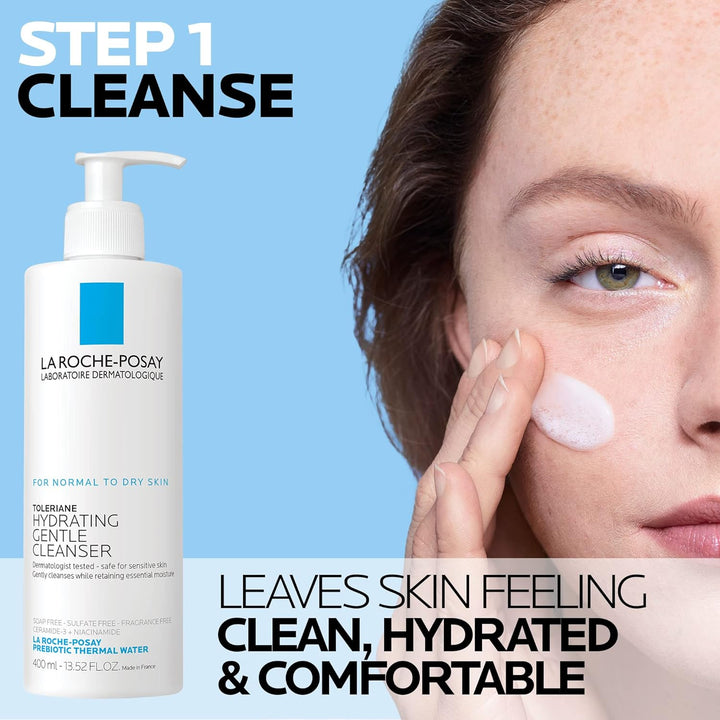 La Roche-Posay Toleriane Hydrating Face Cleanser | Niacinamide & Ceramides | Fragrance-Free for Sensitive Skin