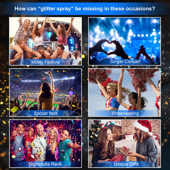 Lezero Body Glitter Spray, Temporary Shiny Hairspray for Face, Hair, Clothing, Long Lasting Quick-Drying Shimmer Mist for St. Patrick's Day, Music Festival Rave, Nightclub Party, Prom, 2oz