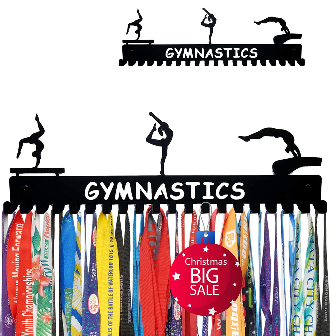 Miayork Gymnastic Medal Hanger Display Ribbon Hanger Rack for More medals-Easy Installation Easy to Use with 20 hanging hooks-Gymnastics Medal holder for Girls- Medal Hanger Display Upgraded