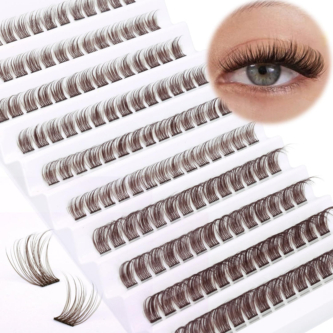 Brown Lash Clusters Diy Eyelash Extensions 8-16Mm Natural Cluster Lashes Wispy Individual Lash Extensions 140Pcs C Curl False Ey