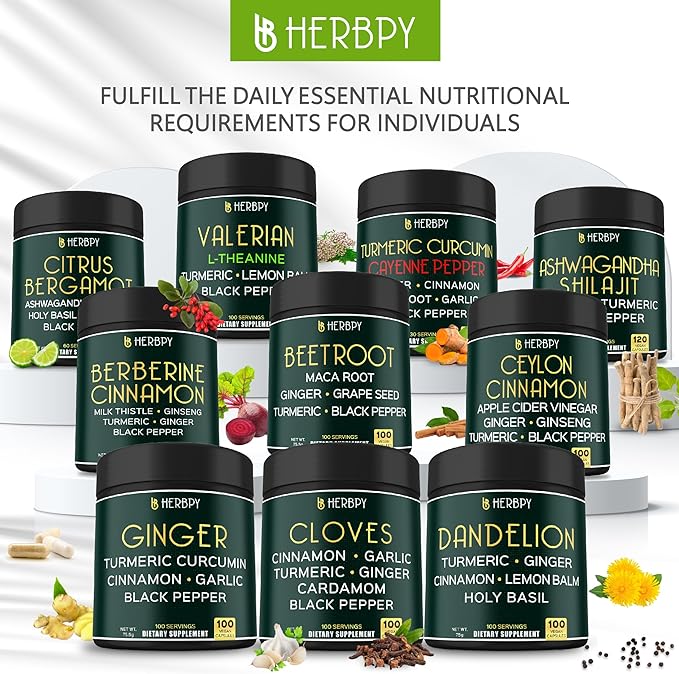 6in1 Citrus Bergamot Supplement with Ashwagandha, Holy Basil, Turmeric & Ginger Root - Healthy Aging, Immune & Relaxation - 120 Vegan Capsules