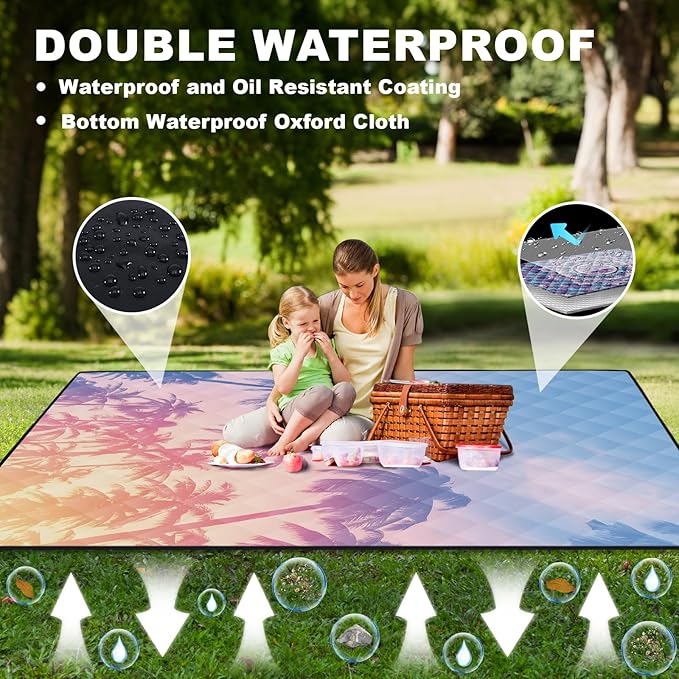 60x80 Picnic Blankets Sand Free Water Proof Beach Blanket Big Lightweight Soft Yoga Exercise Mats Summer Camper Traveling Supplies Hawaii Vacation Festival Must Haves for Adult Beach Lover