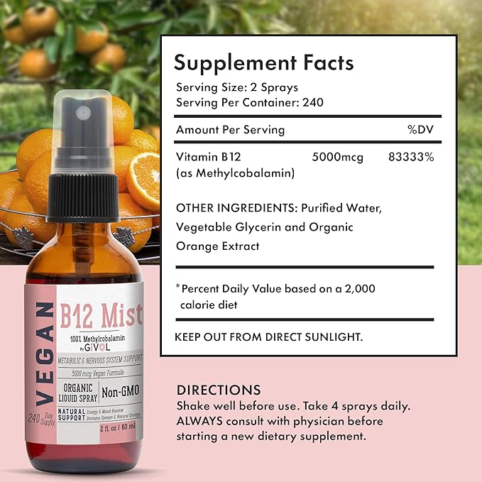 Immunity Pack Liquid Vitamins (Pack of 3) Sambucus Nigra Elderberry Mist, Zinc Boost Mist and Vitamin C Mist (Extra Strength) and Organic Vegan Vitamin B12 Supplement Liquid Mist