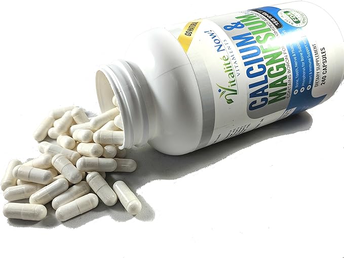 Best Calcium & Magnesium + Vitamin D3 400 IU - Highly Absorbable with Boron - 10 Forms of Calcium + Phosphorus for Bone Strength - All Natural - 240 Capsules - 2 Month Supply!
