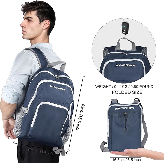 35L Foldable Waterproof Backpack For Outdoor Sports Travel Inside Wet Clothes Compartment Packable For Multiple