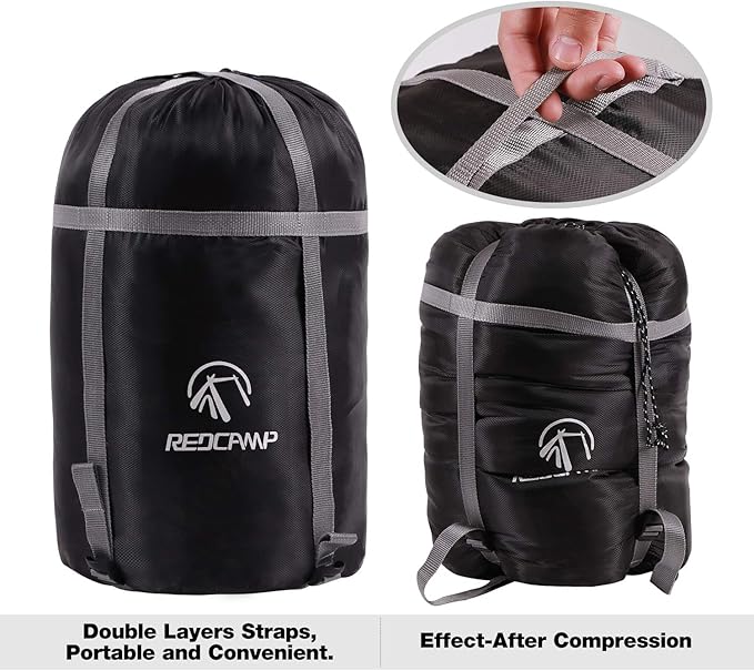 REDCAMP Sleeping Bag Stuff Sack, Black M, L, XL and XXL Compression Sack, Great for Backpacking and Camping