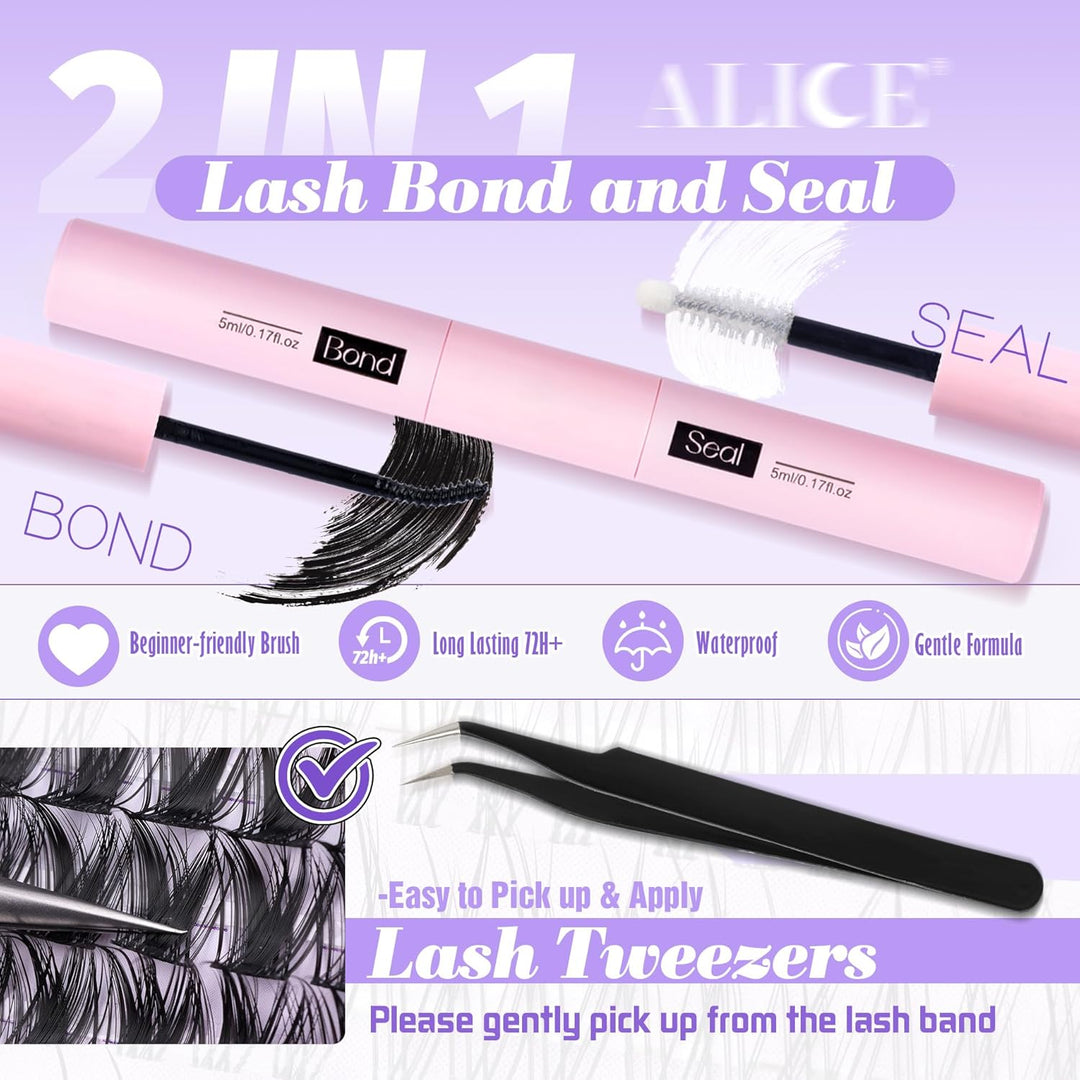 ALICE DIY Natural Lash Clusters | Wispy Anime Cat Eye | 10-16mm, 144 Pcs