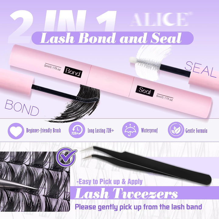 ALICE DIY Natural Lash Clusters | Wispy Anime Cat Eye | 10-16mm, 144 Pcs