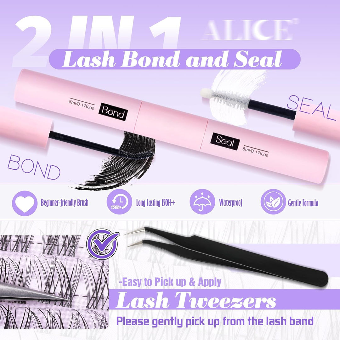 ALICE DIY Natural Lash Clusters | Wispy Anime Cat Eye | 10-16mm, 144 Pcs