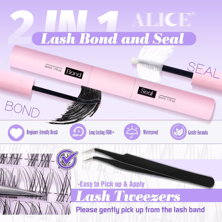 ALICE DIY Natural Lash Clusters | Wispy Anime Cat Eye | 10-16mm, 144 Pcs
