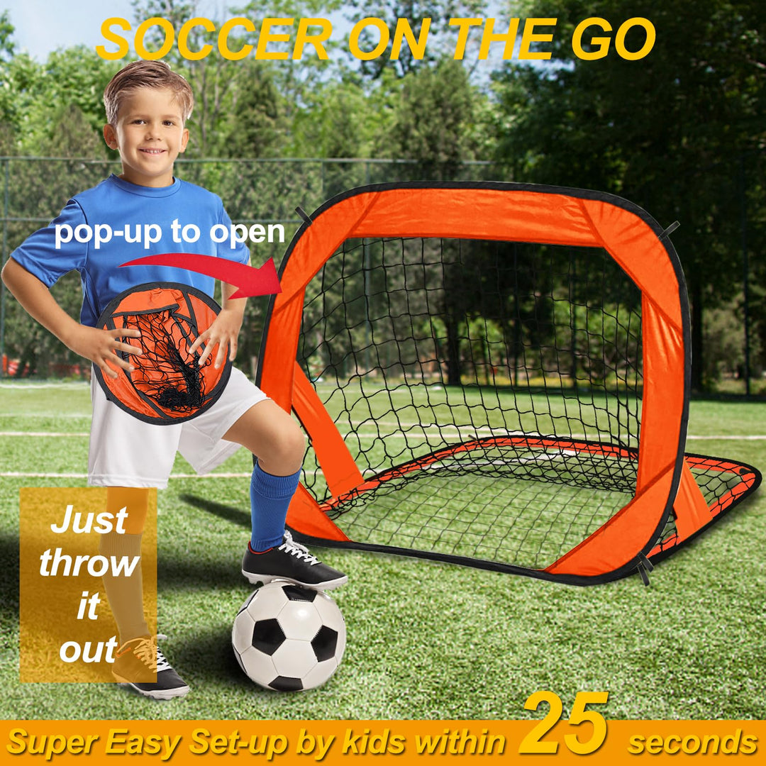 EVERRUSH Soccer Goal Pop Up Kids Toddler Soccer Goals Nets for Backyard Beach Soccer Training Net Mini Portable Foldable Football Goal Indoor Outdoor Lightweight Practice Soccer Net with Carry Bag