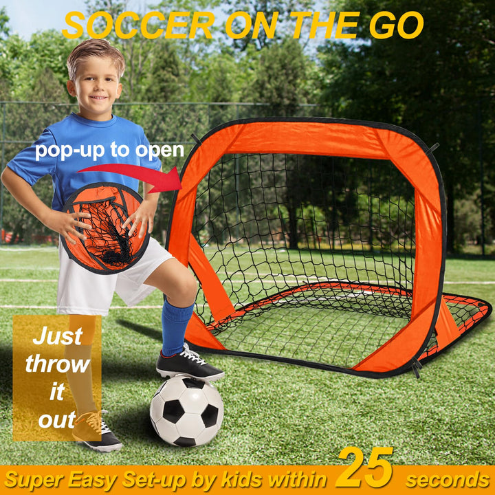 EVERRUSH Soccer Goal Pop Up Kids Toddler Soccer Goals Nets for Backyard Beach Soccer Training Net Mini Portable Foldable Football Goal Indoor Outdoor Lightweight Practice Soccer Net with Carry Bag