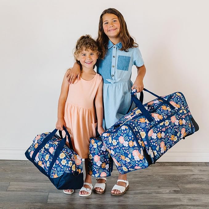 Wildkin Kids Overnighter Duffel Bag – Carry-On Size, Ideal for School & Sleepovers – Wildflower Bloom