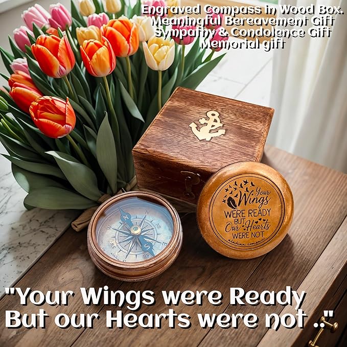 Bereavement Memorial Gift for Condolence | Sympathy Gift in Loving Memory of - Loss of Mother Father Son Daughter Loved One Grief - Remembrance Keepsake Gift Engraved Compass