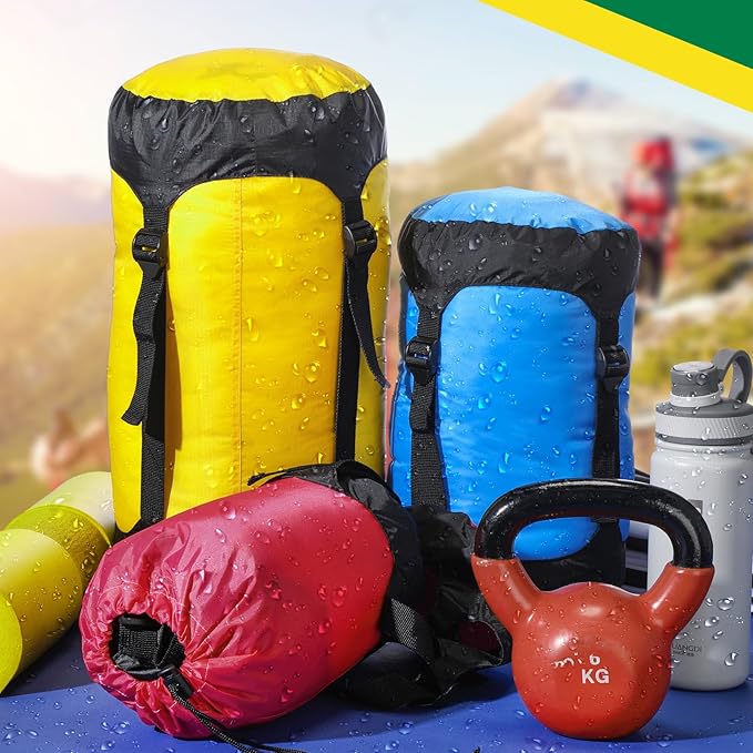 5 Pcs Compression Sacks for Backpacking 5L/10L/15L/20L/35L Camping Sleeping Bag Stuff Sack Water Resistant Sleeping Bag Storage Sack for Space Saving Hiking Gear