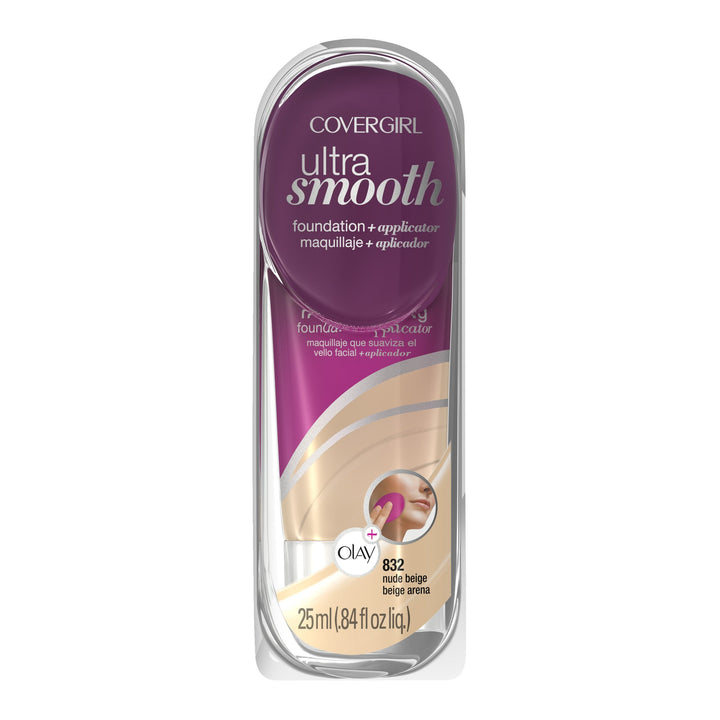 CoverGirl Ultrasmooth Foundation Plus Applicator, Nude Beige 832, 0.85 Fluid Ounce
