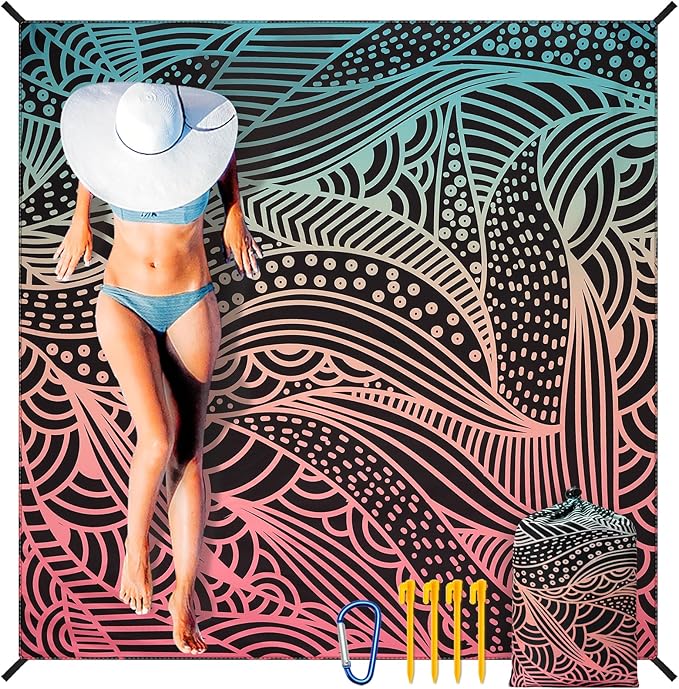 AISPARKY Beach Blanket Waterproof Sandproof Quick Drying Beach Mat Extra Large Outdoor Picnic Blanket for Travel Camping Hiking