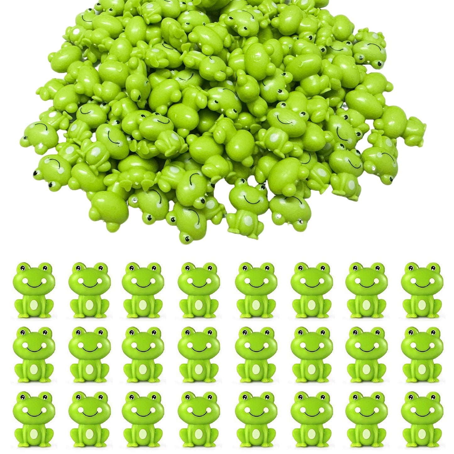 100 Pieces Mini Green Plastic Frog Garden Decorations, Wsimily Tiny Frog Sculptures for Fairy Garden, Dollhouse Décor, Party & Home Decoration - Cute Miniature Frog Figurines