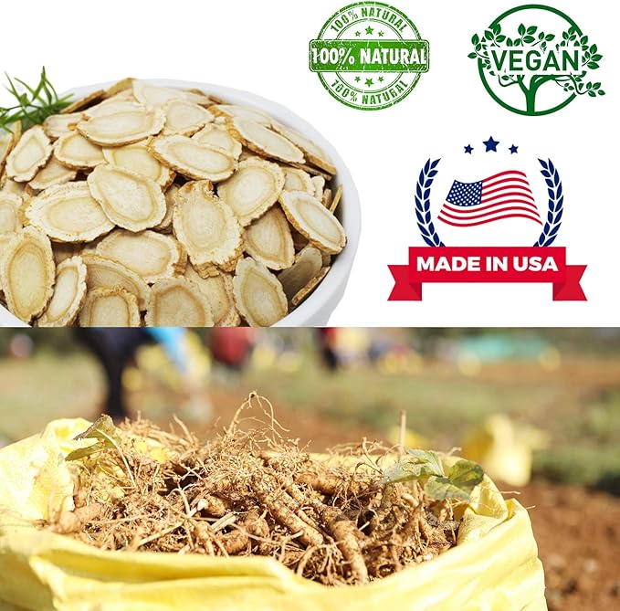 American Ginseng Slices from Wisconsin (Sliced Ginseng Root）Wisconsin Grown!Most People Use It to Make Ginseng Tea! Good for Health! (American Ginseng Slices (Large Round), 1 Box of 4 Ounces)