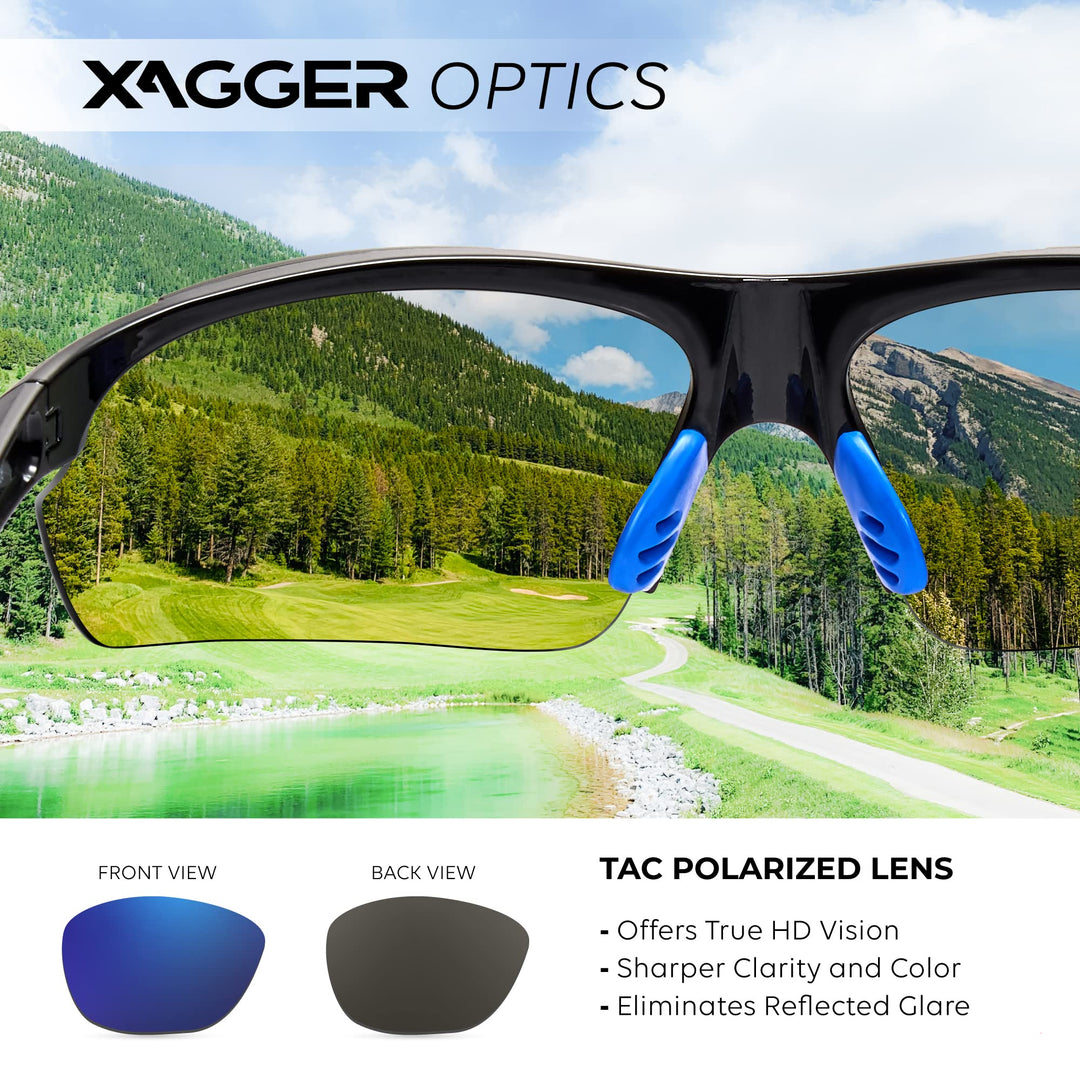 Xagger Polarized Wrap Around Sport Sunglasses for Men Women UV400 Baseball Softball Running Cycling Glasses