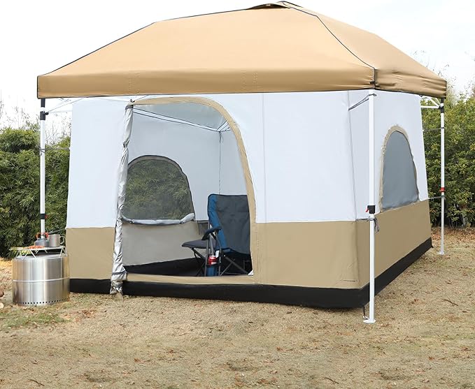 REDCAMP Canopy Camping Tent for Pop Up Canopy Tent, Inner Tent Converts Straight Leg 10'x10' or 10'x20' Canopy into Camping Tent, Fits 4-6 Person(Frame/Shelter NOT Included)