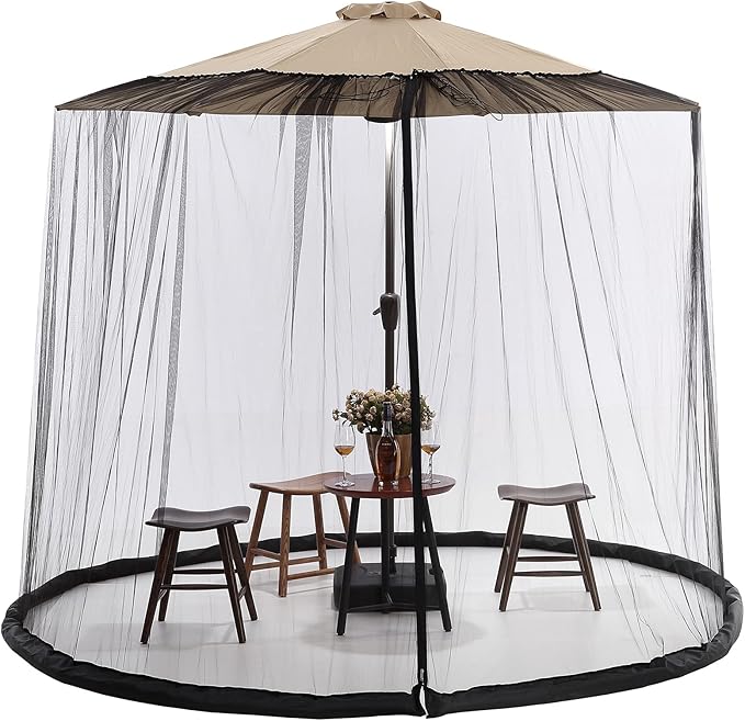 10FT Mosquito Net for Patio Umbrella Outdoors Screen Polyester Hanging Tent （Mosquito Net Only） (10FT)