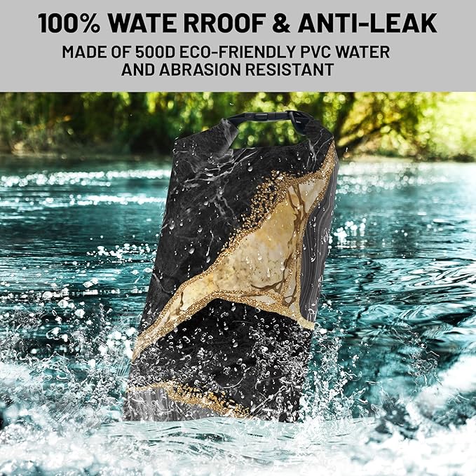 Waterproof Dry Bag,Roll Top Marble Small Waterproof Backpack 5L/10L/20L Floating and Lightweight Bags for Kayaking, Boating, Fishing, Swimming and Camping