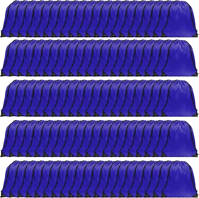 GoodtoU Nylon Backpacks - Drawstring Bags for Sport, Traveling, Team (Blue, 100Pcs)