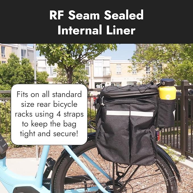 BiKase MIK Compatible Trunk Bike Bag Big Daddy with MIK Attachment, Waterproof Bag for Back of Bicycles with Panniers, Pannier Rack Bag with Water Bottle Carrier (MIK Rack not included)