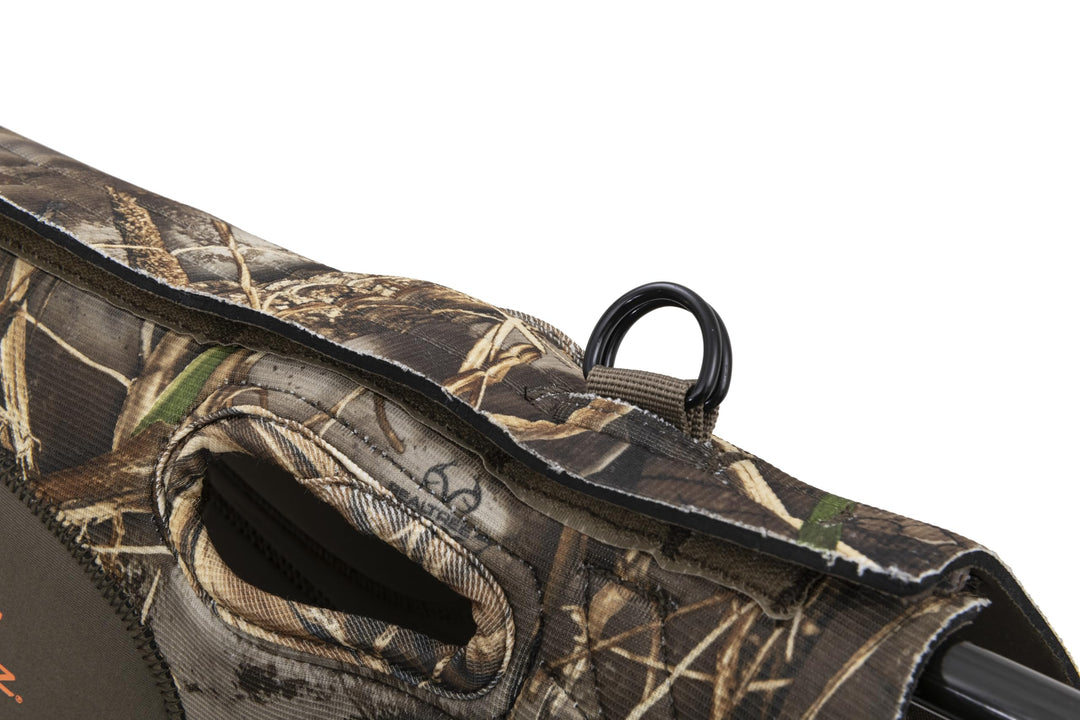 ALPS OutdoorZ Topflight Dog Vest, Dog Hunting Vest with 5mm Neoprene for Warmth, Contoured Neck Design, Buoyancy Flotation Pads, Easy Lift Handles, and Leash Clip, Large - Realtree MAX-7