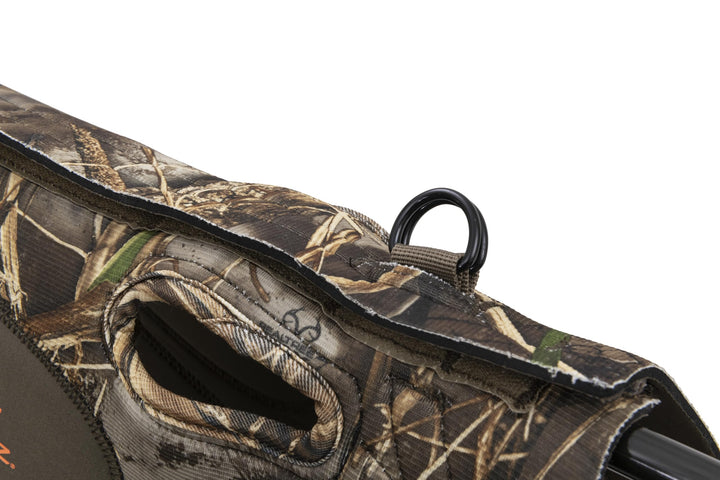 ALPS OutdoorZ Topflight Dog Vest, Dog Hunting Vest with 5mm Neoprene for Warmth, Contoured Neck Design, Buoyancy Flotation Pads, Easy Lift Handles, and Leash Clip, Large - Realtree MAX-7