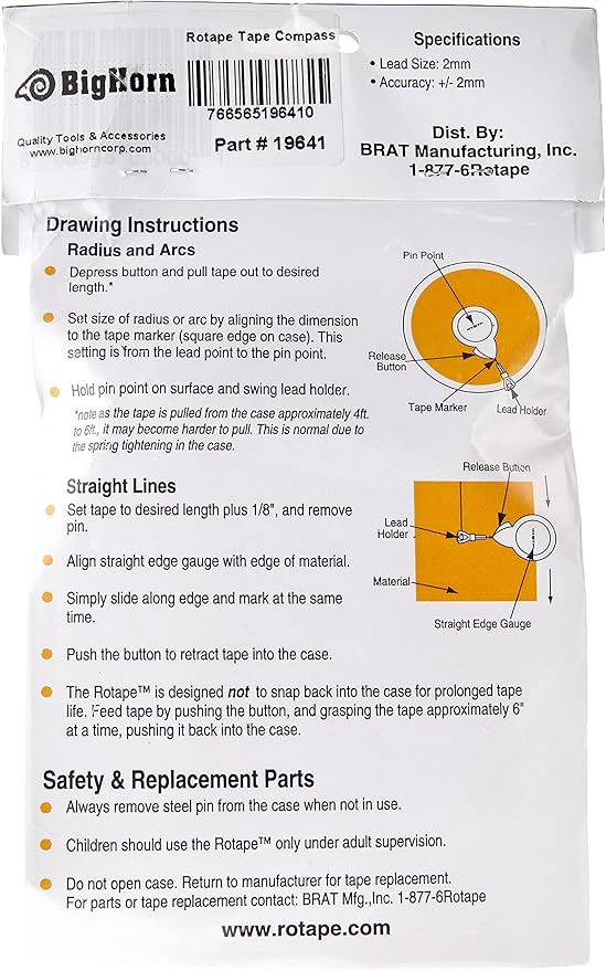 Big Horn 19641 Rotape Beam Compass, Gray/Black