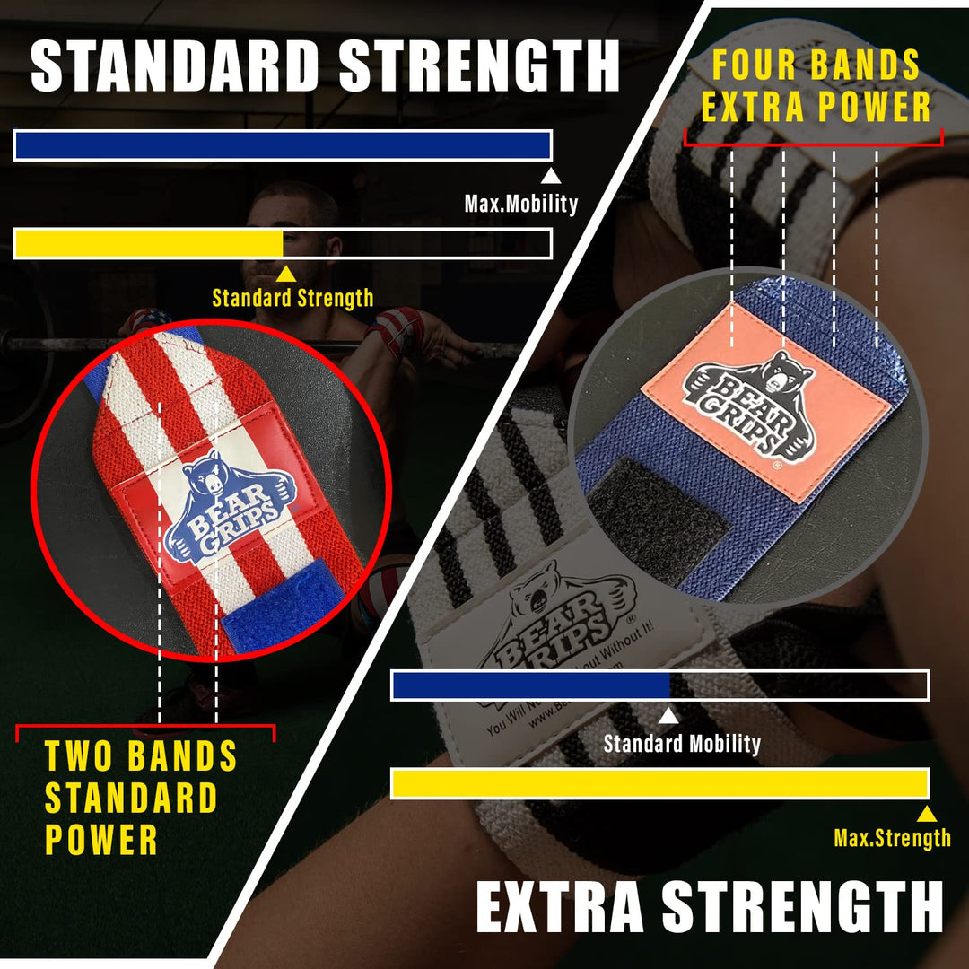 Bear Grips Wrist Wraps for Weightlifting | Weight Lifting Wrist Straps for Weightlifting | Extra Strength Gym Wrist Wraps | Two Wrist Wrap Per Pack | 12” & 18” | Lifting Wrist Wraps for Men & Women
